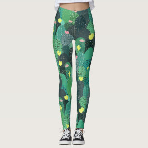 Sommarens Grönt - Teal Cactus & Guld-punkter Cute Leggings