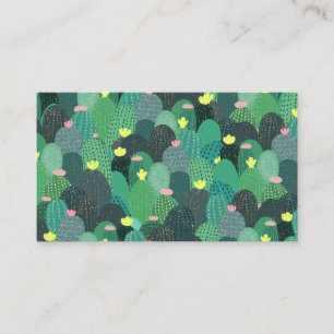 Sommarens Grönt - Teal Cactus & Guld-punkter Cute Visitkort