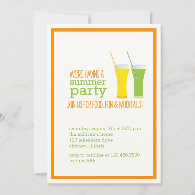 Sommarens inbjudan till Mocktails och Juces Party (Framsida)
