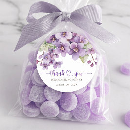 Sommarens Lila Delikat Violettblommor Tack Runt Klistermärke