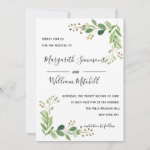 Sommarens löv: inbjudan till Watercolor Wedding