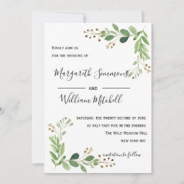 Sommarens löv: inbjudan till Watercolor Wedding