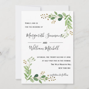 Sommarens löv: inbjudan till Watercolor Wedding