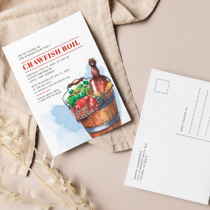 Sommarens skaldjursfamilj kräftskiva firande inbjudan vykort