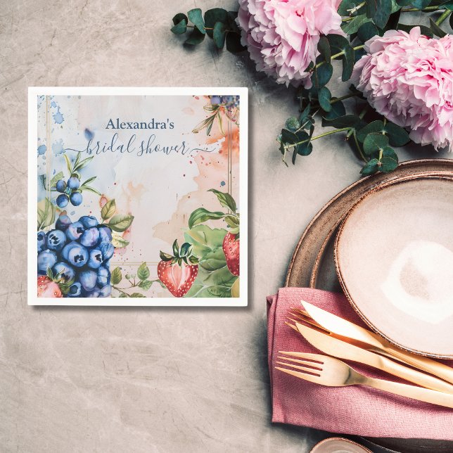 Sommarens söta jordgubbsbröllopsfest för bruden pappersservett (Skapare uppladdad)