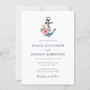 Sommarens tropiska Blommigt Anchor Beach Wedding Inbjudningar