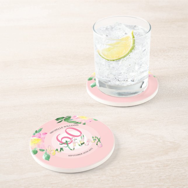 Sommarens Tropiska Rosa Blommigt Watercolor Underlägg (Sidan)