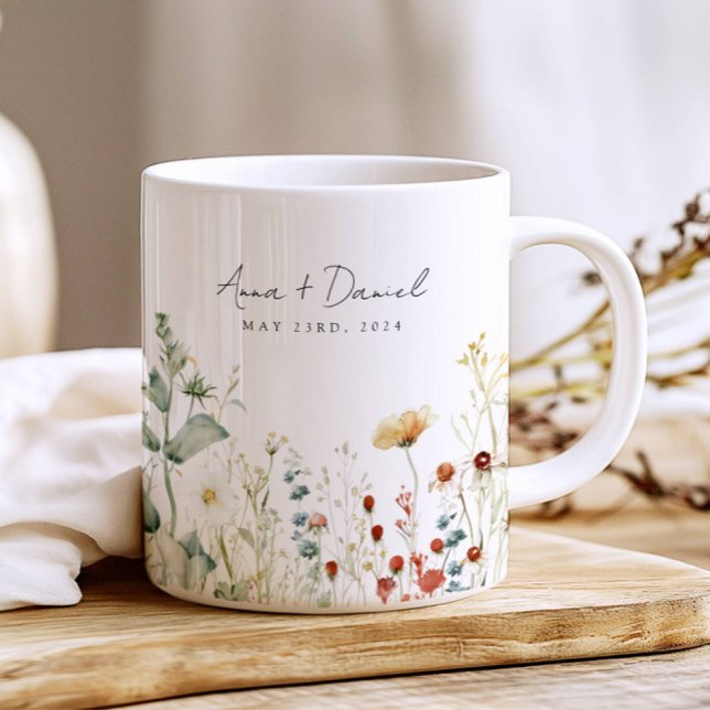 Sommarens vildblommefältsbröllopsgåva kaffemugg (Skapare uppladdad)