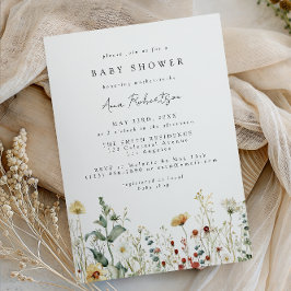 Sommarens vildblommor baby shower inbjudningar