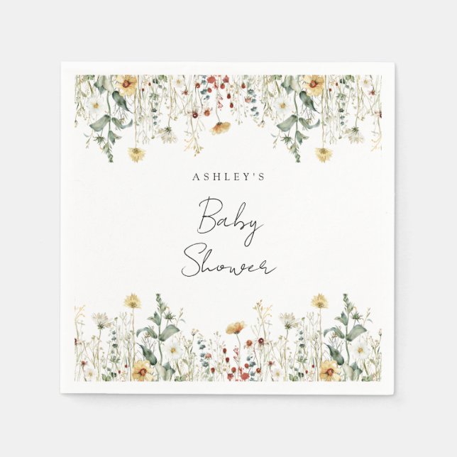 Sommarens vildblommor baby shower pappersservett (Framsidan)