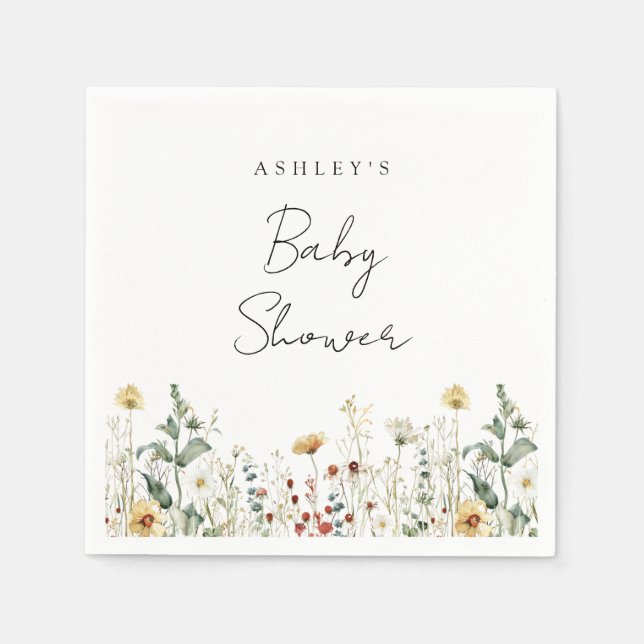 Sommarens vildblomsterfält Baby Shower Pappersservett (Framsidan)