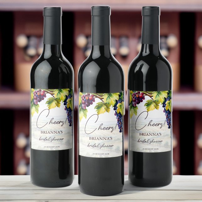 Sommarens vinodling möhippa tryckt vinflaska etikett (Vineyard winery summer bridal shower printed wine label personalized wine labels bridal shower favor)