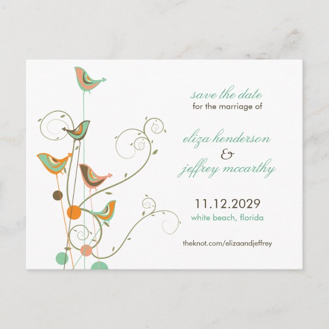 Sommarfåglar och sardiner sparar vykortet för datu meddelande vykort (Framsida)