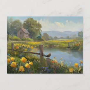 Sommarfåglarnas naturhus vykort Watercolor