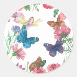 Sommarfairy-illustrerad blommigtens eget namn runt klistermärke