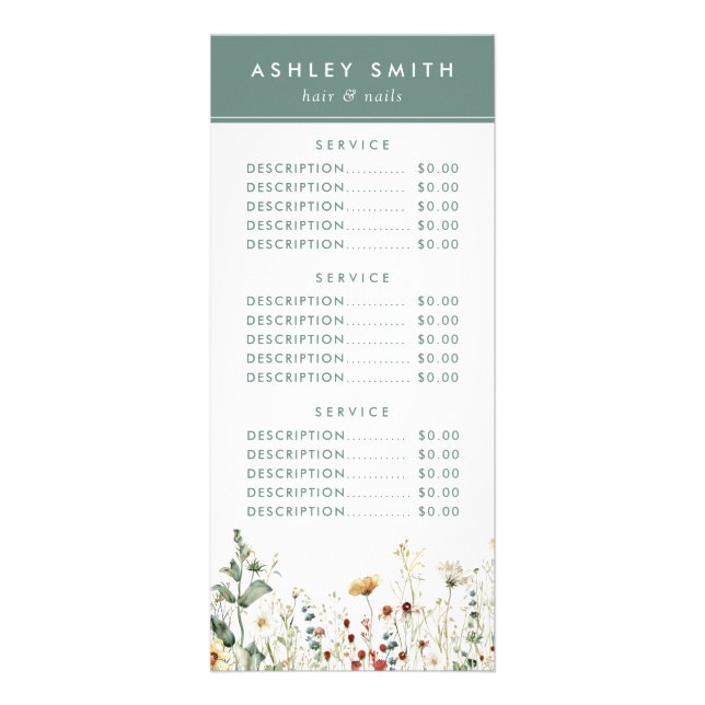 Sommarfältsblommor Reklamkort (Framsidan)