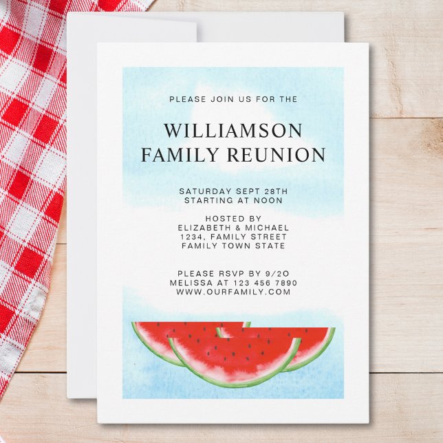 Sommarfamiljen Reunion Party Picnic BBQ Watermelon Inbjudningar (Skapare uppladdad)