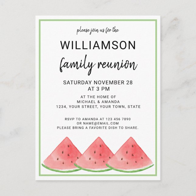 Sommarfamiljen Reunion Watermelon Meddelande Vykort (Framsida)