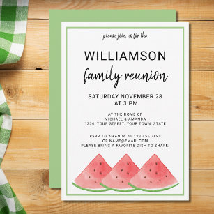 Sommarfamiljen Reunion Watermelon Picnic Party Inbjudningar