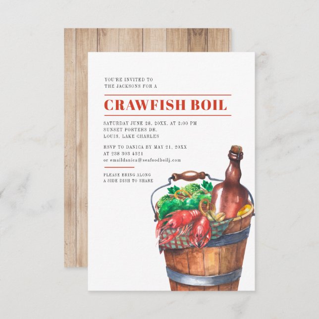 Sommarfamiljens Kräftor Boil Firande Inbjudningar (Fram/baksida)