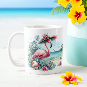 Sommarfärg Flamingo på stranden Kaffemugg