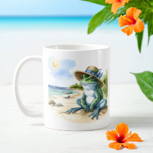 Sommarfärg Frog på stranden Kaffemugg