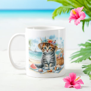 Sommarfärg Kitten på stranden Kaffemugg