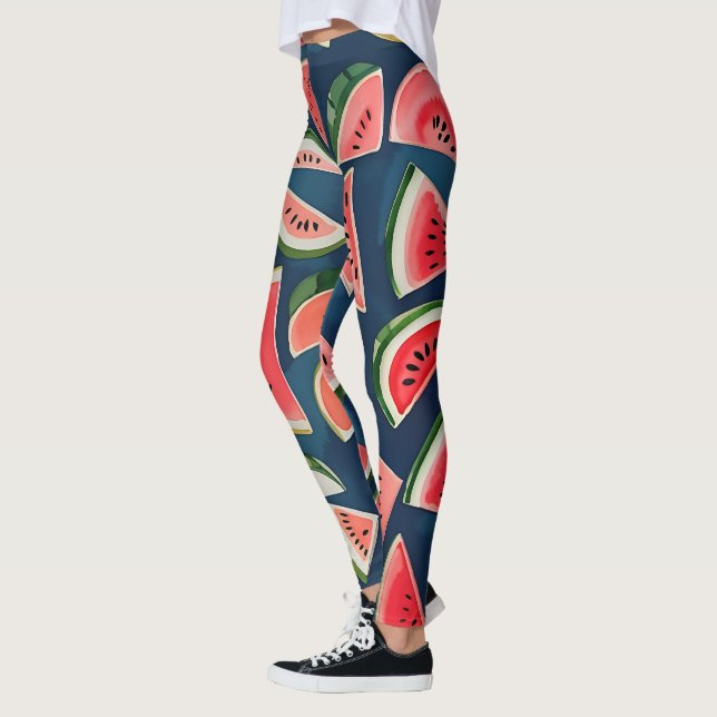 Sommarfärg Watermelon Slices Patten Leggings (Vänster)