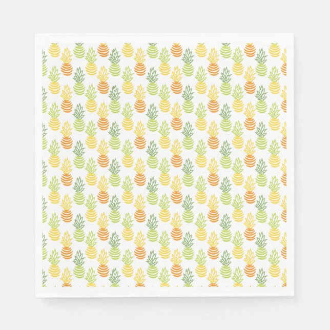 Sommarfärgad ananasfrukt i flerfärgad mönster pappersservett (Framsidan)
