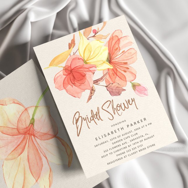 Sommarfärgad blommigt, orange, möhippa inbjudningar (Skapare uppladdad)