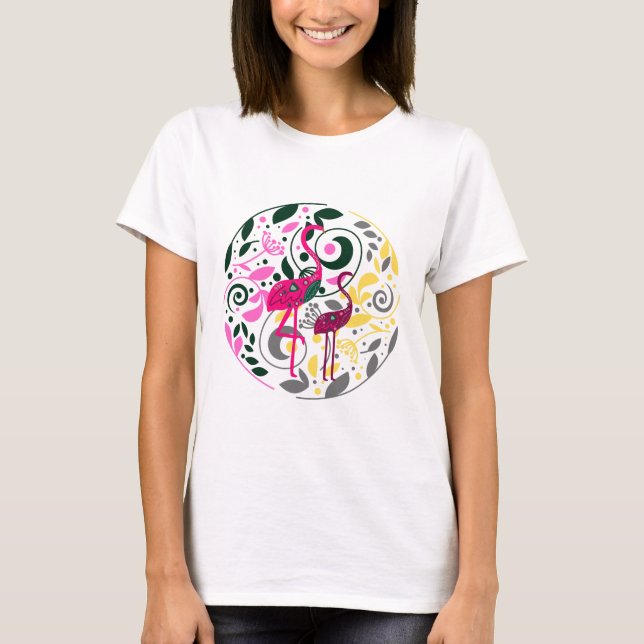 Sommarfärgad lamingo Circle Löv Kvinnors T Shirt (Framsida)