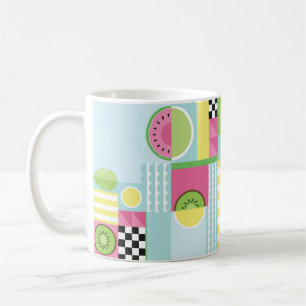 Sommarfärgad mosaikfrukt, vattenmelonkiwi-frukt kaffemugg