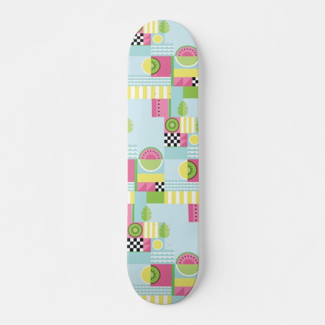 Sommarfärgad mosaikfrukt, vattenmelonkiwi-frukt mini skateboard bräda 18,5 cm (Framsida)