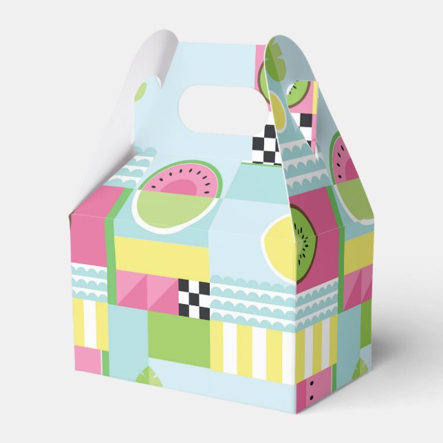 Sommarfärgad mosaikfrukt, vattenmelonkiwi-frukt presentaskar (Framsidan Sidan)