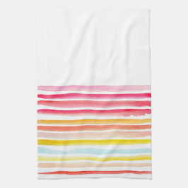 Sommarfärgad, strimlad vattenfärg kökshandduk