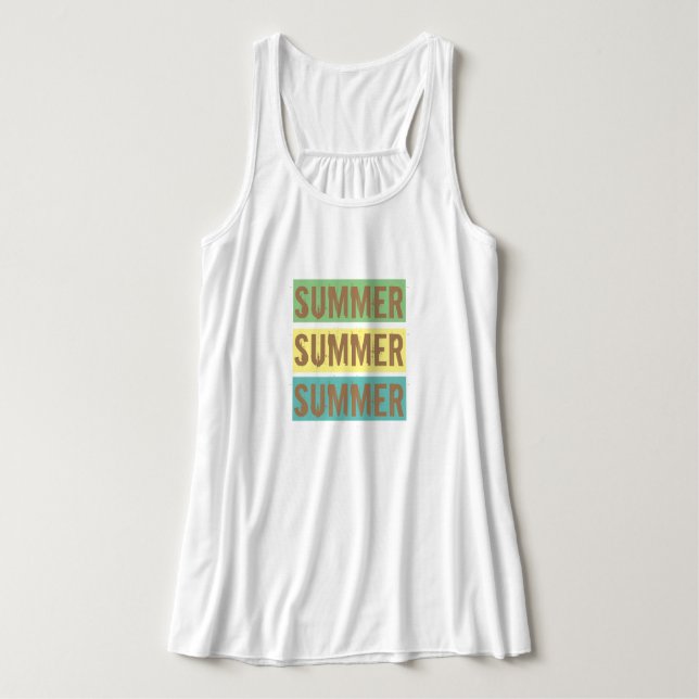 Sommarfärgad textbaserad söt grönt gult blå linne med racerback  (Design framsida)