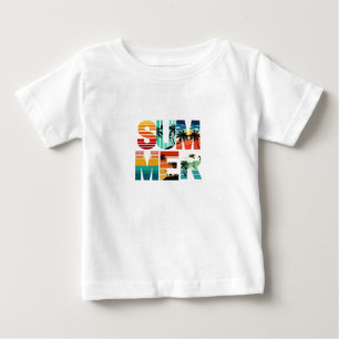 Sommarfärgade moderna vita baby-skjortor t shirt