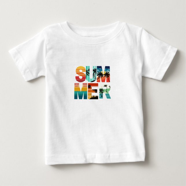 Sommarfärgade moderna vita baby-skjortor t shirt (Framsida)