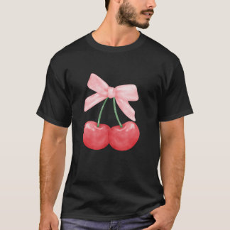 Sommarfärgade rödkörsbär, coquette med Rosa T Shirt