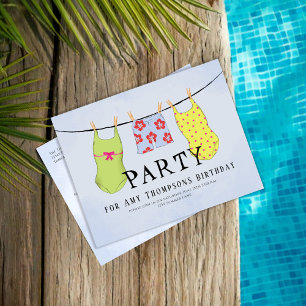 Sommarfärgade schydräter i Bassäng Party Vykort