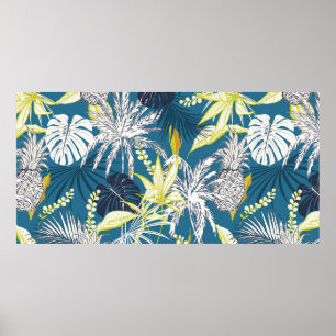 Sommarfärgade tropiska löv och frukter poster