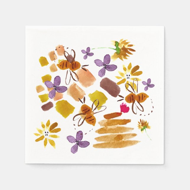 Sommarfärgbin och penseldrag pappersservett (Framsidan)