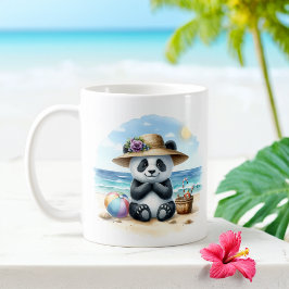 Sommarfärgen Baby Panda på stranden Kaffemugg