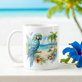 Sommarfärgen Parrot på stranden Kaffemugg