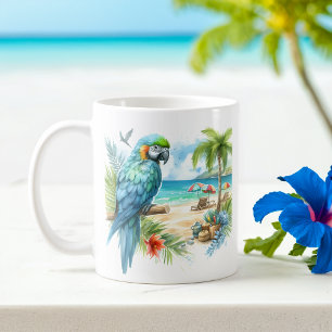 Sommarfärgen Parrot på stranden Kaffemugg