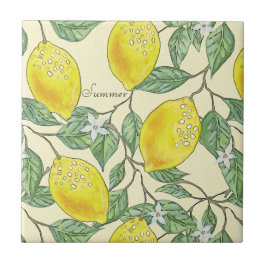 Sommarfärgen Vintage Lemons Mönster Kakelplatta