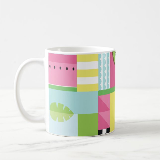 Sommarfärgglad mosaik, vattenmelon kiwi frukt  kaffemugg (Vänster)