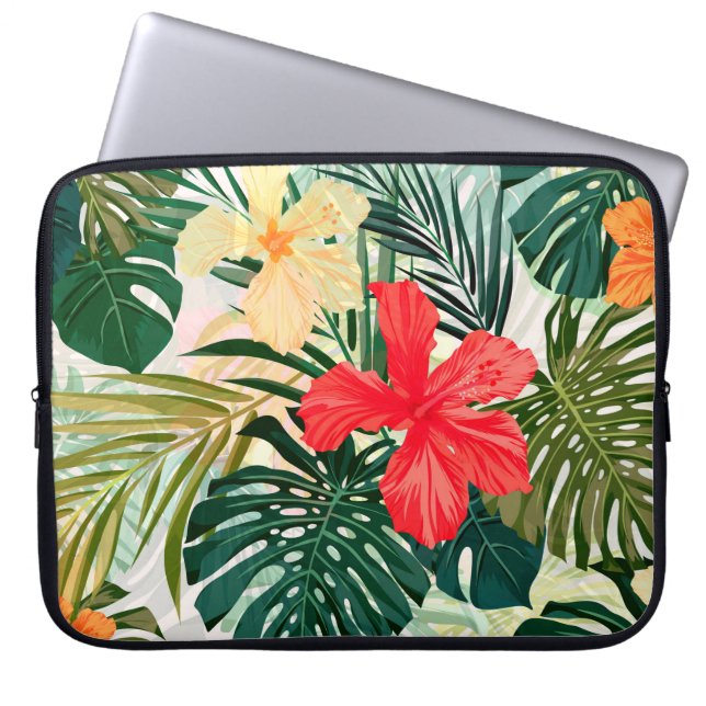 Sommarfärglös hawaiiskt sömlöst mönster med tro laptop fodral (Framsidan)