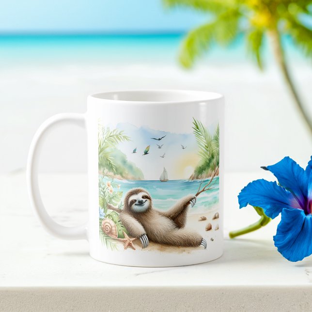 Sommarfärgslottet på stranden kaffemugg (Skapare uppladdad)