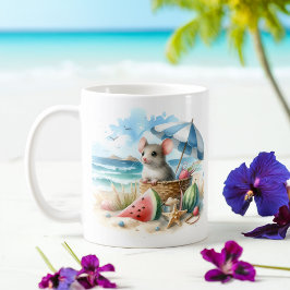 Sommarfärgsmus på stranden kaffemugg